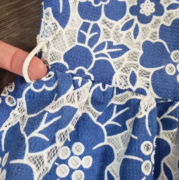 NWT Yumi London Blue & White Floral Brocade Lace Dress Anthropologie Party 10 - Picture 8 of 12